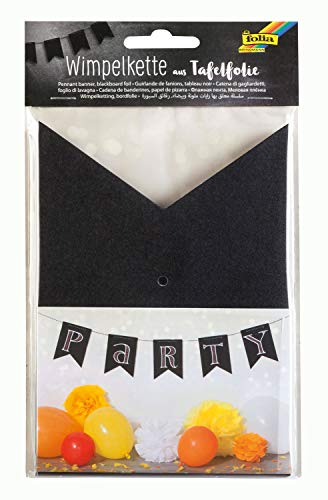 folia 3974 - Wimpelkette aus Tafelfolie, 14 Wimpel, ca. 3,5 m lang, für Hochzeiten, Geburtstage, Partys folia 3974 - Wimpelkette aus Tafelfolie, 14 Wimpel, ca. 3,5 m lang, für Hochzeiten, Geburtstage, Partys von folia