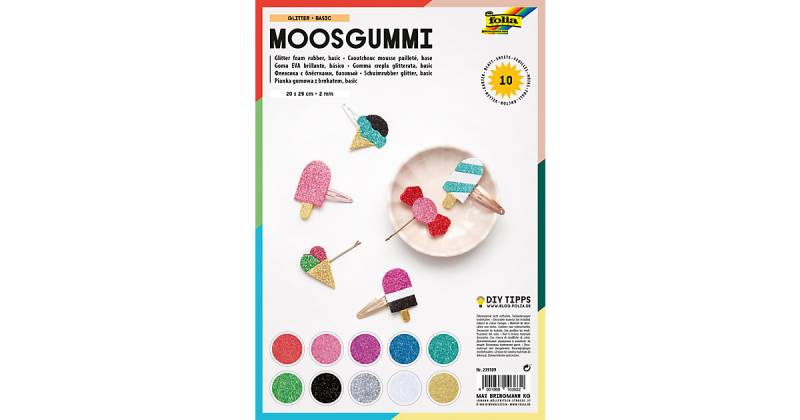 Glitter-Moosgummi 20 x 29 cm, 10 Blatt von folia
