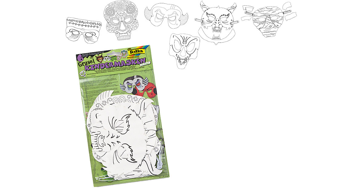 Kindermasken Grusel, 6 Stück Kindermasken Grusel, 6 Stück von folia