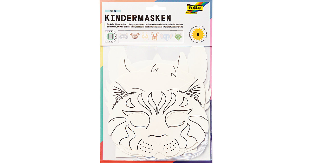 Kindermasken Tiermotive, 6 Stück Kindermasken Tiermotive, 6 Stück von folia