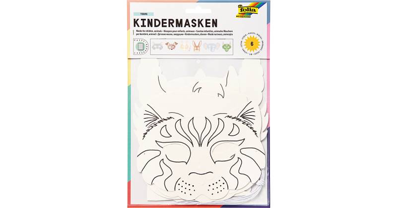 Kindermasken Tiermotive, 6 Stück von folia