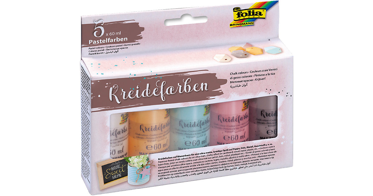 Kreidefarben, 5 x 60 ml Kreidefarben, 5 x 60 ml von folia