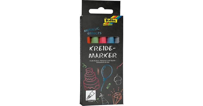 Kreidemarker Metallic, 5er Set von folia