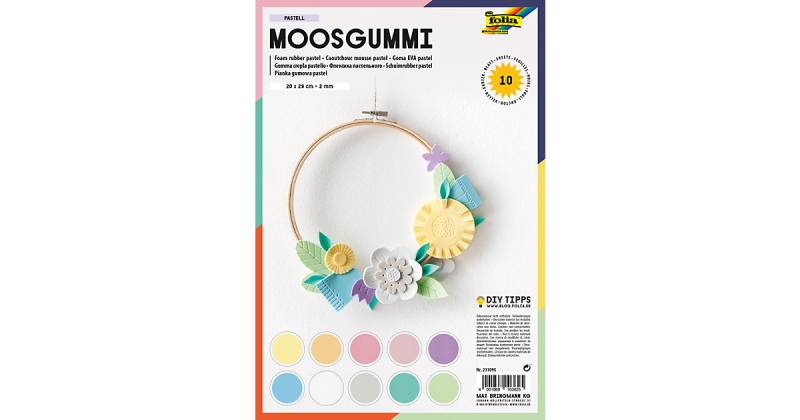 Moosgummi Pastell 20 x 29 cm, 10 Blatt von folia