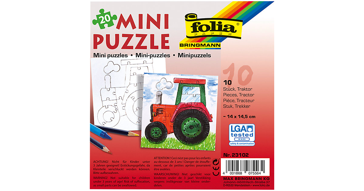 Partypack Motiv-Puzzle Traktor, 10 x 20 Teile von folia