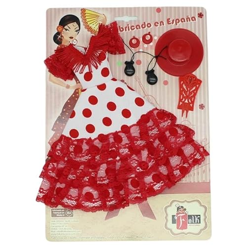 Blisterpackung Kleid und Zubehör Flamenca Puppe Puppe Andalusische Amerikanische Puppe Tupfen Folk Artesanía BR von Folk Artesanía
