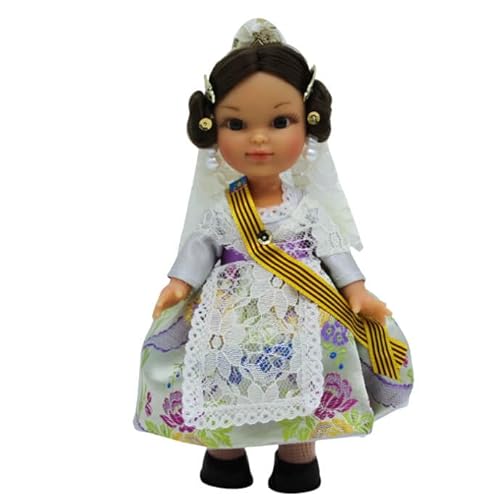 Folk Artesanía Puppe Regional Kollektion 25 cm Typisches Kleid Valencia Spanien (Silber) von Folk Artesanía