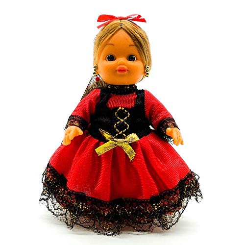 Folk Artesanía Regionale Puppe, 15 cm, mit typischem Kleid Piconera Goyesca Madrid Cádiz, Spanien, Rot von Folk Artesanía