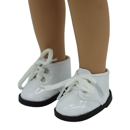 Paar Schuhe Stiefeletten Leder Lackleder Puppen Synthetik, Simona Folk Handwerk, Mari's, Pepa's, Naia Vidal Rojas Puppen, Weiß, 5,5 x 3,5 cm von Folk Artesanía
