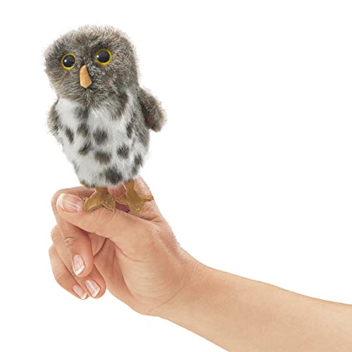 Folkmanis 2638 Spotted Owl Finger Puppet, Grau von Folkmanis