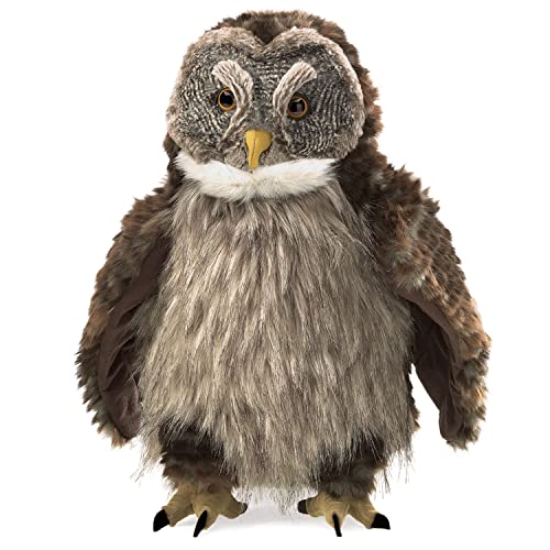 Folkmanis Handpuppe Puppet Eule mit „Huhu – Effekt“, Macht Geräusche, 3135 von Folkmanis