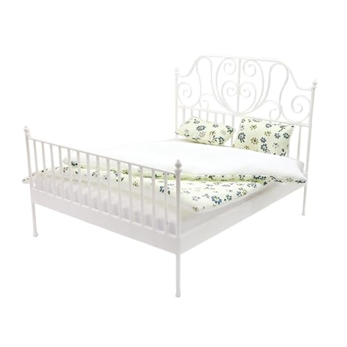 Folpus 1/12 Doppelbett, lebensechte Lebensszene, Schlafzimmer, Mikroszene, Puppenhaus-Zubehör, Schlafzimmer-Zubehör für Kleinkinder, Weiß Folpus 1/12 Doppelbett, lebensechte Lebensszene, Schlafzimmer, Mikroszene, Puppenhaus-Zubehör, Schlafzimmer-Zubehör für Kleinkinder, Weiß von Folpus