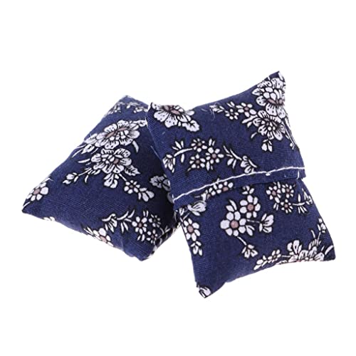Folpus 1/12 Puppenhaus Miniatur Blumenkissen Kissen Sofa Schlafzimmer Zubehör Blau von Folpus