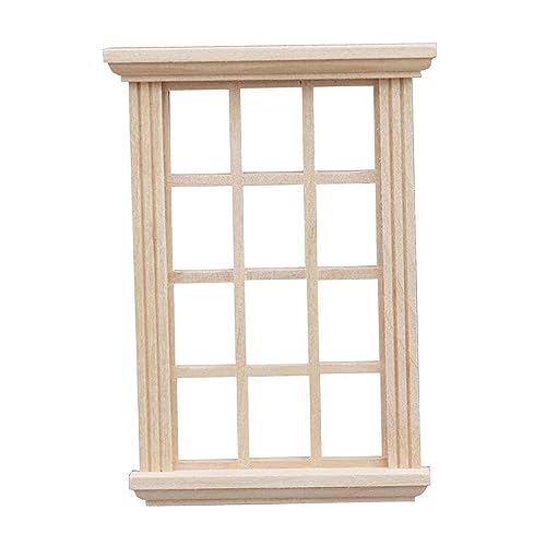 Folpus 1/12 Puppenhausfenster, Mini-Holzfenster, 12 Scheiben, Fensterrahmen, Modellszene, Zubehör für Kinder Folpus 1/12 Puppenhausfenster, Mini-Holzfenster, 12 Scheiben, Fensterrahmen, Modellszene, Zubehör für Kinder von Folpus
