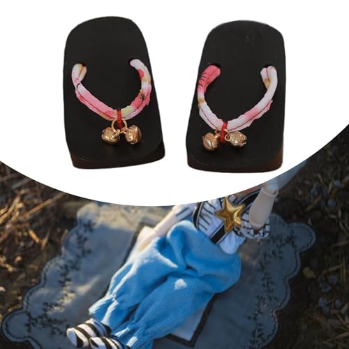 Folpus 1/4 Puppenschuhe Damenschuhe mit Glöckchen Harz Mode Blumen Hausschuhe BJD Puppensandalen für weibliche Actionfiguren Zubehör von Folpus