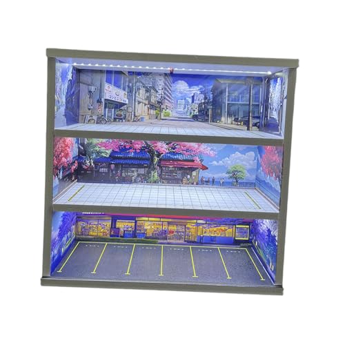 Folpus 1/64 Modellauto-Vitrine, Spielzeugauto-Vitrine, Garage, Diorama, Mikrolandschaft, Vitrine, Organizer, Miniatur-Szenario, Style F Folpus 1/64 Modellauto-Vitrine, Spielzeugauto-Vitrine, Garage, Diorama, Mikrolandschaft, Vitrine, Organizer, Miniatur-Szenario, Style F von Folpus