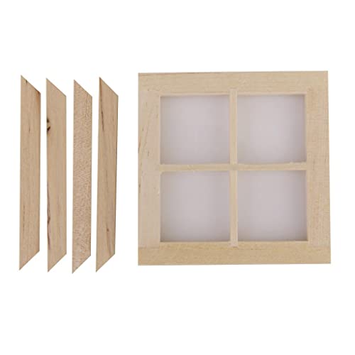 Folpus 1 Stück 1:12 Maßstab Dollhouse Fensterrahmen Miniaturdekor Puppenhauszubehör, EIN Holz, 7x7cm von Folpus