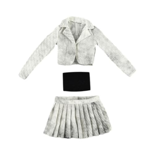 Folpus 1: 6 Kurze Jacke, und Tube -Top -Set für weibliche Figuren Mode Dressing Puppenkleidung Miniatur kurzer Anzug Set, Weiß Schwarz von Folpus