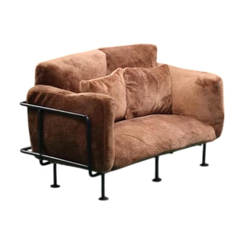 Folpus 1: 6 Scale Dollhouse Doppelsofa Simulationszubehör Spielzeug Mini -Modell für Schlafzimmer, Braun von Folpus
