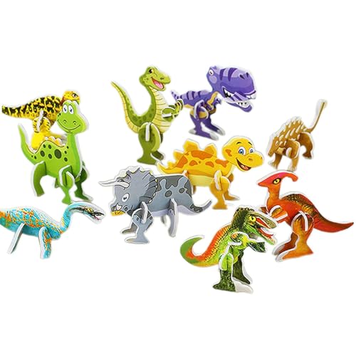 Folpus 10 Stück Basteln DIY 3D-Puzzle Form passendes Puzzle Erkennungsspielzeug Feinmotorik Kreativität Fantasie für Kinder, Dinosaurier von Folpus