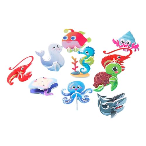Folpus 10 Stück Basteln DIY 3D-Puzzle Form passendes Puzzle Erkennungsspielzeug Feinmotorik Kreativität Fantasie für Kinder, Unterwasserwelt von Folpus