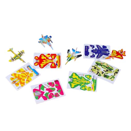 Folpus 10 Stück DIY 3D-Puzzles Lernspielzeug Vorschul-Lernaktivitäten Kinderspielzeug Kreativität Fantasie für Partygeschenke Kinder, Flugzeug von Folpus