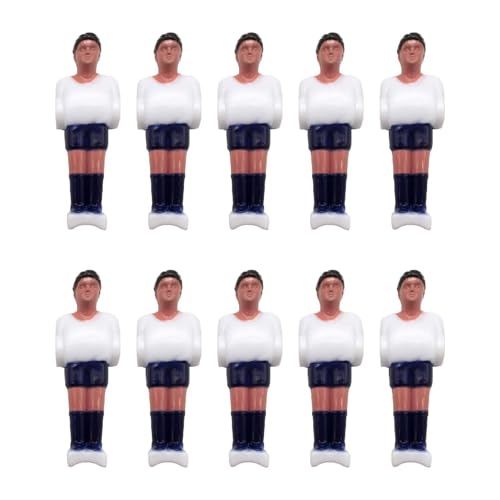 Folpus 10 Stücke Foosball -Männer Ersatz Foosballspieler Fußballspiele Mini -Fußballspieler Figuren, Weiß Dunkelblau von Folpus