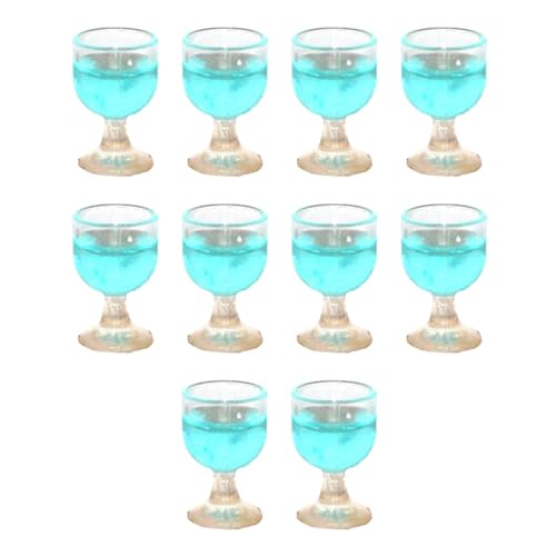 Folpus 10x 1:12 Miniatur Weinglas Puppenhaus Wasserbecher Dekor Puppenhaus Küchenzubehör, Hellblau von Folpus
