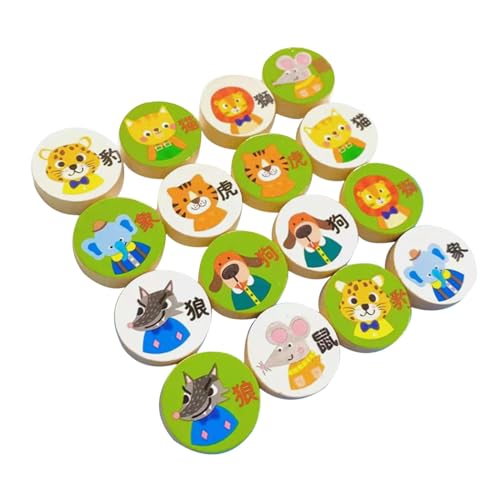 Folpus 16-teilige Schachfiguren mit Tieren, pädagogisches Spielzeug, Puzzleteile für die Interaktion zwischen Eltern und Kind, passendes Memory-Spiel von Folpus