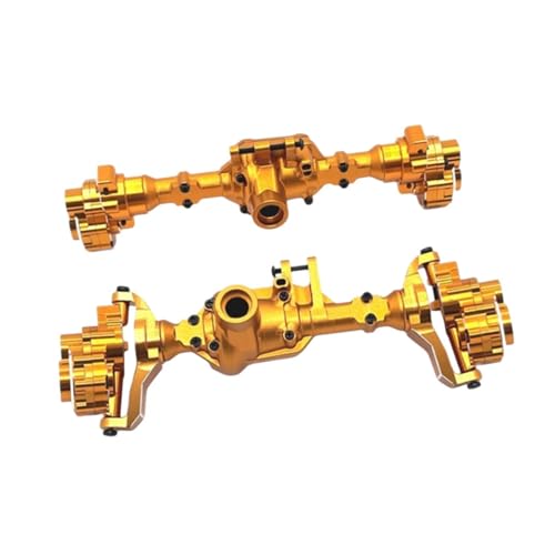 Folpus 2Pcs RC Auto Vorder- und Hinterachse Achse Shell Upgrade Aluminium Legierung RC Zubehör für 1/10 RC Crawler R1003 DIY ACCS, Gold von Folpus