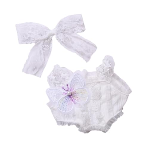 Folpus 2X 15 cm Puppenkleidung Anzug mit Bogenkopfschmuck, Kostüme Nette Kleidung Puppen-Rolbert Outifits für 4-6-6 8-10 Mädchen, Weiß von Folpus