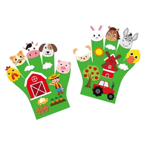 Folpus 2pcs Filz Story Finger Puppen DIY Storytelling Hand Puppet Rollenspiel für Kids Toddles Early Learning for Home Vorschule, Farmthema von Folpus