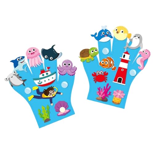 Folpus 2pcs Filz Story Finger Puppen DIY Storytelling Hand Puppet Rollenspiel für Kids Toddles Early Learning for Home Vorschule, Ozeanthema von Folpus