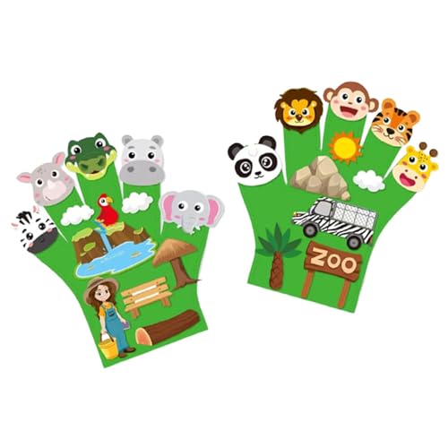 Folpus 2pcs Filz Story Finger Puppen DIY Storytelling Hand Puppet Rollenspiel für Kids Toddles Early Learning for Home Vorschule, Zoo -Thema von Folpus