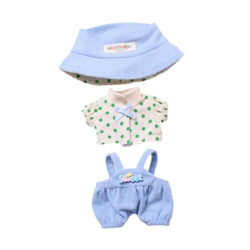 Folpus 3-teilige Puppen-Hosenträgerhose mit T-Shirt, Hut, Kostümzubehör, Outfits für 15–17 cm große Puppen, Blau Folpus 3-teilige Puppen-Hosenträgerhose mit T-Shirt, Hut, Kostümzubehör, Outfits für 15–17 cm große Puppen, Blau von Folpus