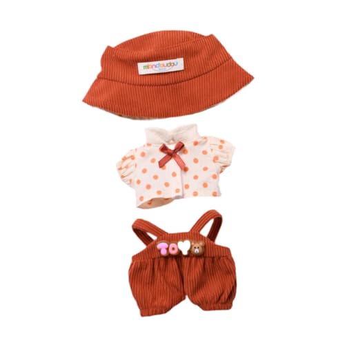 Folpus 3-teilige Puppen-Hosenträgerhose mit T-Shirt, Hut, Kostümzubehör, Outfits für 15–17 cm große Puppen, Orange Folpus 3-teilige Puppen-Hosenträgerhose mit T-Shirt, Hut, Kostümzubehör, Outfits für 15–17 cm große Puppen, Orange von Folpus
