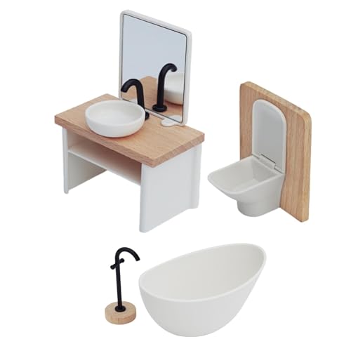 Folpus 4-teiliges Puppenhaus-Badezimmerset im Maßstab 1:12, Toilette, Kindergeburtstagsgeschenke für ab 3 Jahren, Miniaturmöbel, Badewanne Folpus 4-teiliges Puppenhaus-Badezimmerset im Maßstab 1:12, Toilette, Kindergeburtstagsgeschenke für ab 3 Jahren, Miniaturmöbel, Badewanne von Folpus