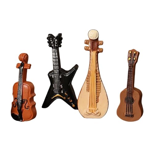 Folpus 4-teiliges Puppenhaus-Instrumenten-Set, Ornament-Spielzeug-Set, handgefertigte Dekoration, Puppenhaus-Musikinstrumente von Folpus