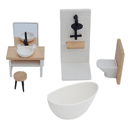 Folpus 5X 1:12 Puppenhaus Badezimmer Set Toilette Klassik für ab 3 Jahren Duschraum Waschbecken Miniatur Möbel Folpus 5X 1:12 Puppenhaus Badezimmer Set Toilette Klassik für ab 3 Jahren Duschraum Waschbecken Miniatur Möbel von Folpus
