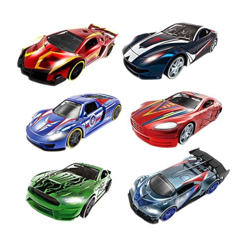 Folpus 6 Stücke Legierung Spielzeug Fahrzeug Diecast Auto Modell Party Gefälligkeiten Handwerk 1:64 Modell Autos Rennwagen für Jungen Erwachsene ab 3 Jahren, B von Folpus