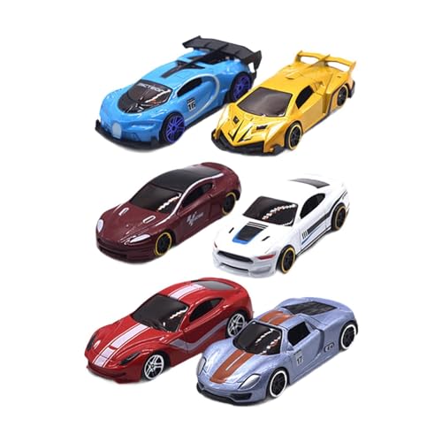Folpus 6 Stücke Legierung Spielzeug Fahrzeug Diecast Auto Modell Party Gefälligkeiten Handwerk 1:64 Modell Autos Rennwagen für Jungen Erwachsene ab 3 Jahren, D von Folpus