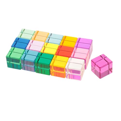 Folpus Acryl-Stapelblöcke, Regenbogen-Stapelspiel, sensorische Trainingswürfel, bunt, durchscheinend, Lernspielzeug für den Urlaub von Kindern von Folpus