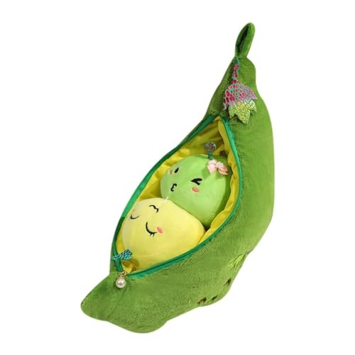 Folpus Ausgestopfte Spielzeugbohne in Zipper Pod Plüsch Spielzeug Erbse Pod Stoffed für Jungen Mädchen Erwachsene, 38 cm Bohnen von Folpus