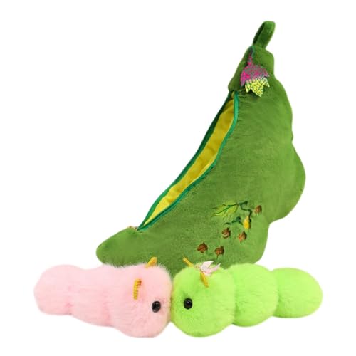 Folpus Ausgestopfte Spielzeugbohne in Zipper Pod Plüsch Spielzeug Erbse Pod Stoffed für Jungen Mädchen Erwachsene, 38 cm Wurm von Folpus