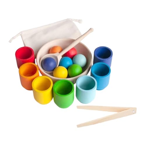 Folpus Bälle in Bechern, Zahlenzählen mit Aufbewahrungstasche, sensorisches Regenbogenball-Farbsortierspielzeug aus, Lernspielzeug für von Folpus