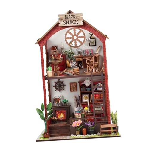 Folpus DIY-Miniatur-Puppenhaus-Bausätze mit Zubehör, Puppenhaus-Buchstützen aus Holz, Bücherregal, Bücherregal-Einsatz für Teenager-Geburtstagsgeschenke von Folpus