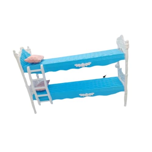 Folpus Dollhouse Bunk Bett Mini Bunk Bett Doppelschicht Möbelmodell für BJD -Puppenteile, Blau von Folpus
