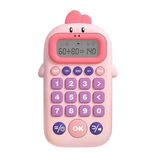 Folpus Elektronisches Mathematikspiel, Lernspielzeug, Mathematik Lernwerkzeug, Elektronischer Taschenrechner, Mathematikspielzeug für Kinder Im Alter von 5–1, Rosa von Folpus