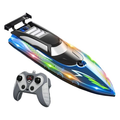 Folpus Ferngesteuertes Boot, RC-Boot, mit Licht, 30 Minuten, Wasserspielzeugmodell, 50 km/h, für Jungen und Mädchen im Alter von 6–12 Jahren, Blau Folpus Ferngesteuertes Boot, RC-Boot, mit Licht, 30 Minuten, Wasserspielzeugmodell, 50 km/h, für Jungen und Mädchen im Alter von 6–12 Jahren, Blau von Folpus