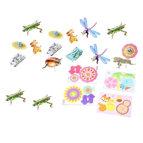 Folpus Handgefertigtes DIY-3D-Puzzle, buntes Puzzle-Paket 2, Erkennungsspielzeug, Feinmotorik für Geburtstagsgeschenk für Kinder, Gemischt von Folpus
